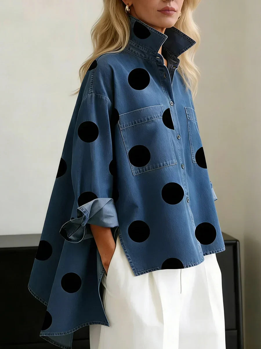 Ranulya - Elegantes Kunstvoll Bedrucktes Oberteil Mit Polka Dot Muster