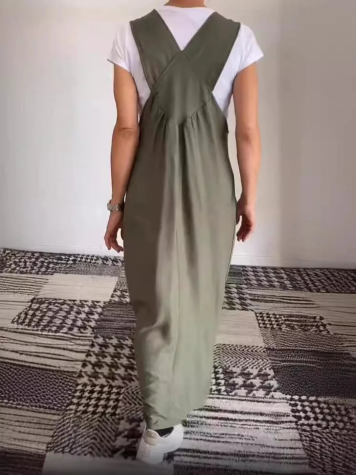 Regla - Lockeres Kleid Aus Baumwolle Und Leinen Mit Hosenträgern