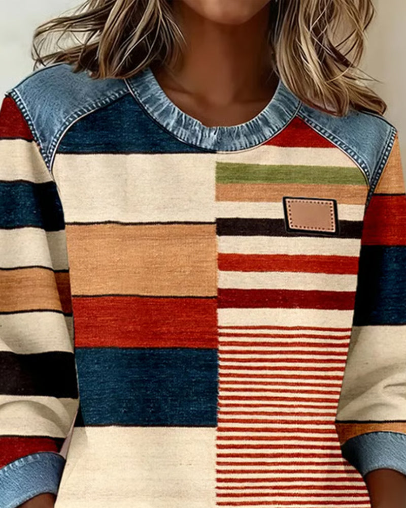 Julia | Farbenfroher Damen Pullover gestreift & modern