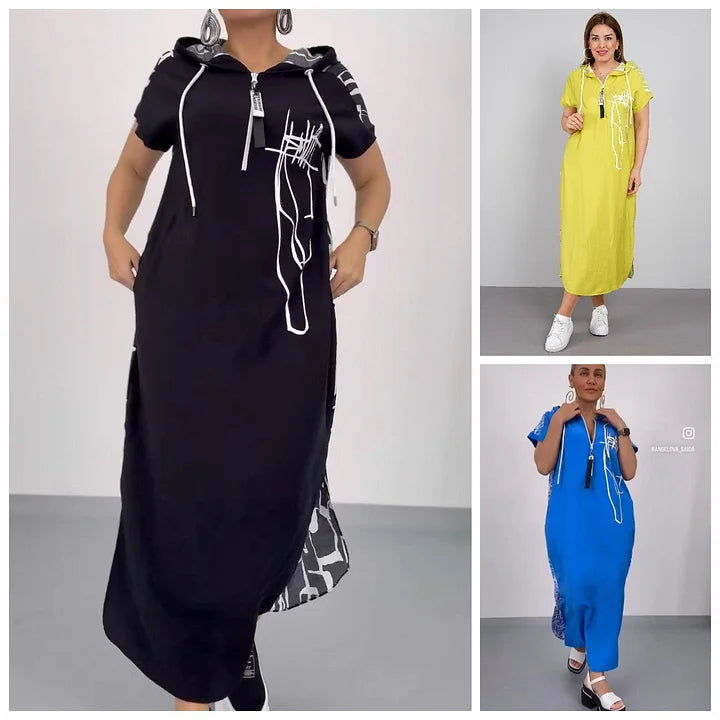 Filiz – Langes, Stilvolles Kleid Mit Kapuze