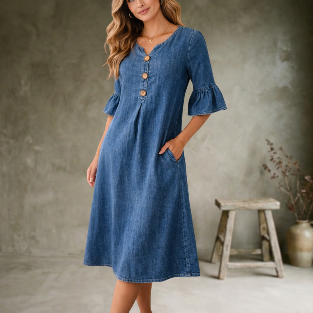 Sorella - Soft-Touch-Kleid mit Rüschenärmeln