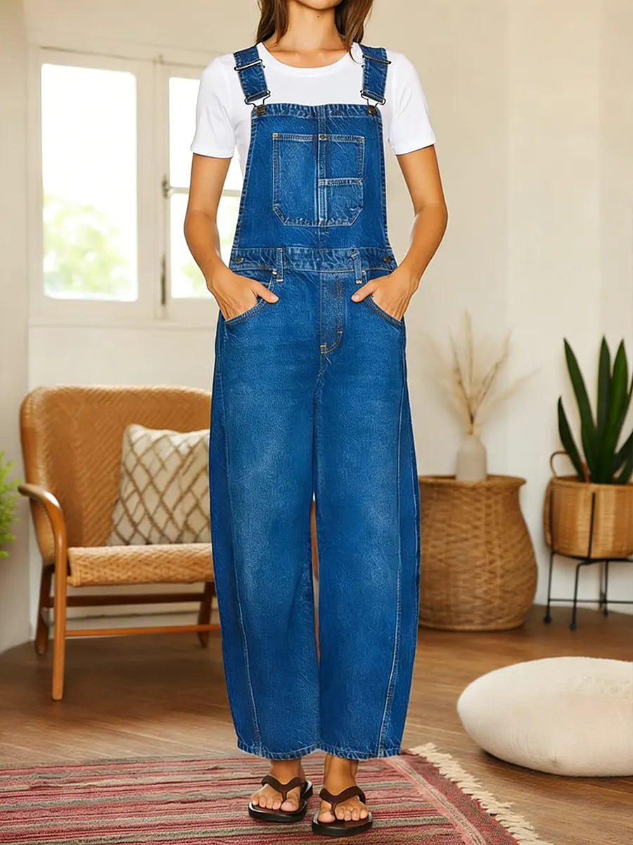Nora | Denim Latzhose Jumpsuit mit Taschen