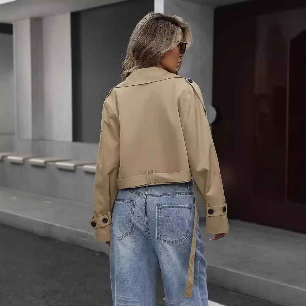 Karin | Damen Kurzer zweireihiger Trenchcoat