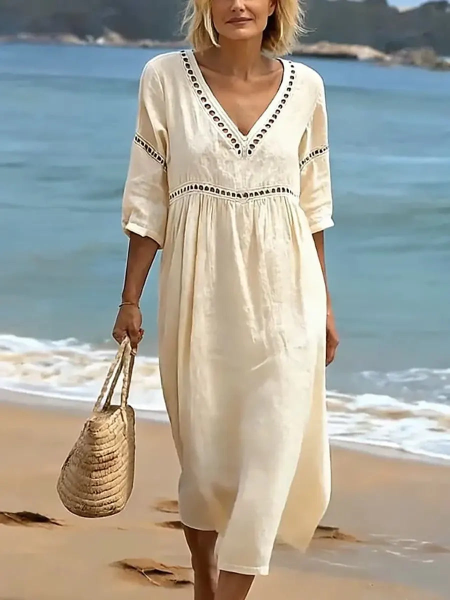 Quessia - Soft-Touch-Kleid mit V-Ausschnitt