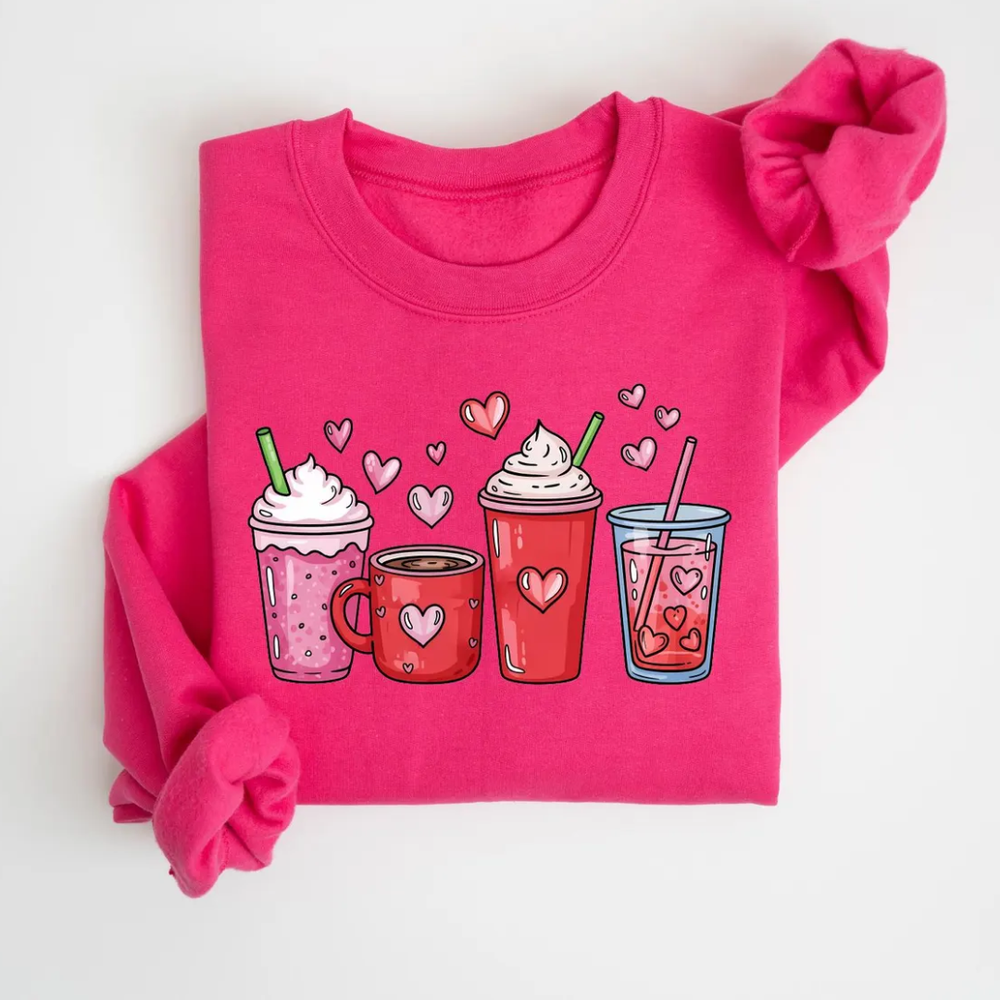 Alina | Damen Sweatshirt Kaffee-Thema stilvoll getragen