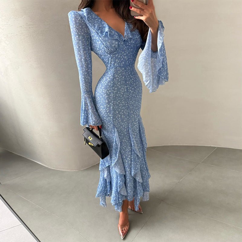 Abendkleid Damen Maxi Elegant mit Volants