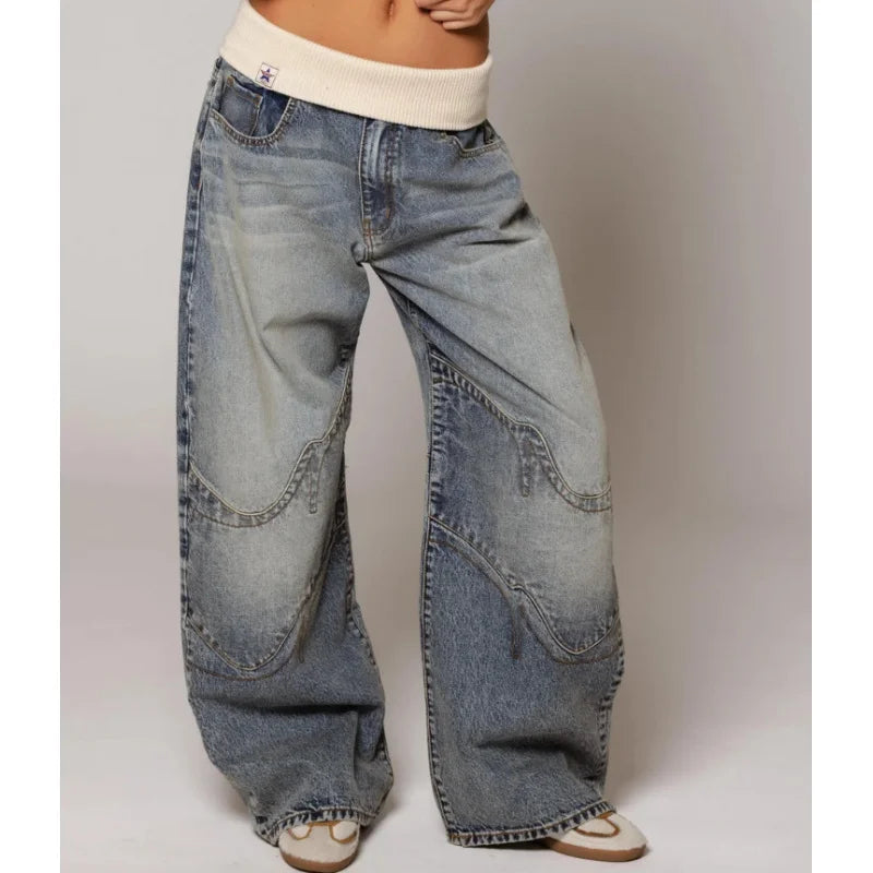 Baggy Jeans Damen | Statement-Nähte & Komfortbund
