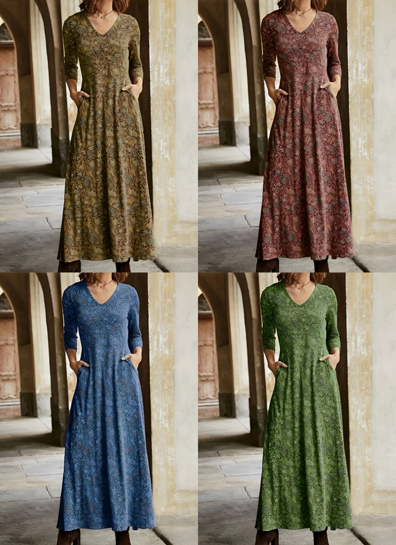 Emma | Stilvolles Maxikleid mit Retro-Muster