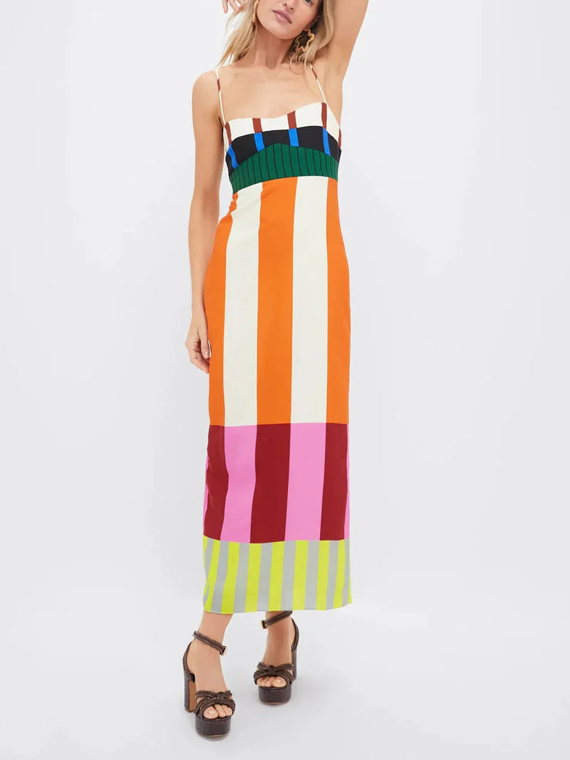 Paloma | Maxi-Kleid mit buntem Streifenmuster
