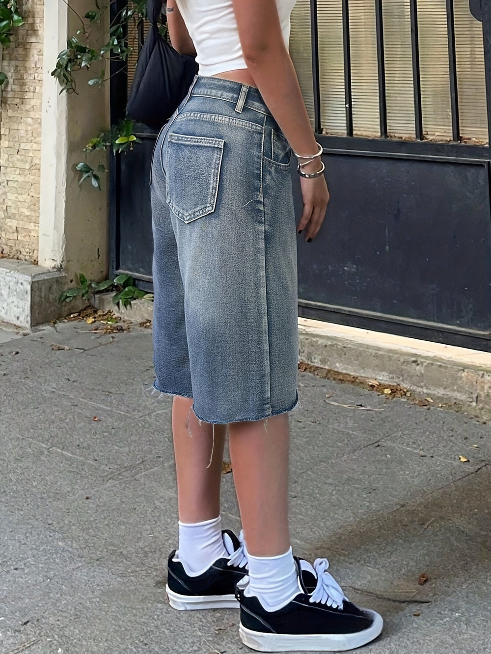 Bermuda Jeans Shorts Damen High Waist