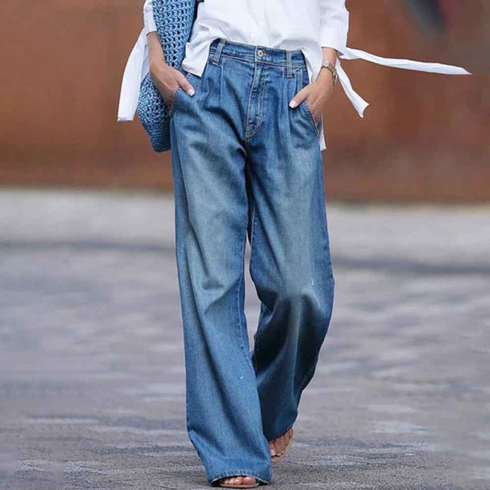Sabina | Damen Hochtaillierte Weit Geschnittene Jeans