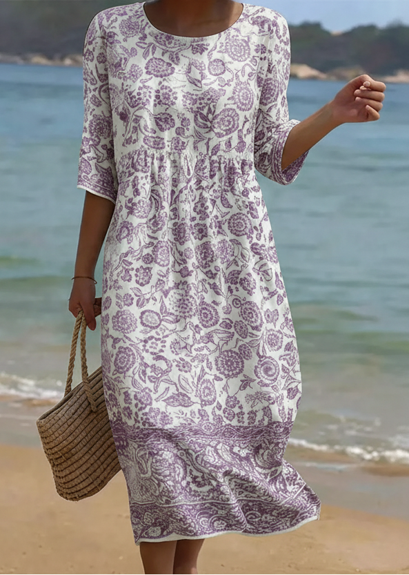 Lavendel | Elegantes Blumenmuster Kleid