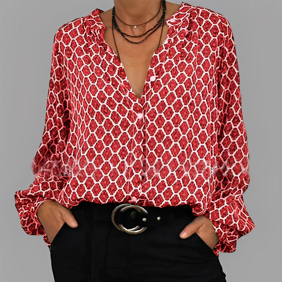 Bluse Damen | Geometrisches Muster & Lässig