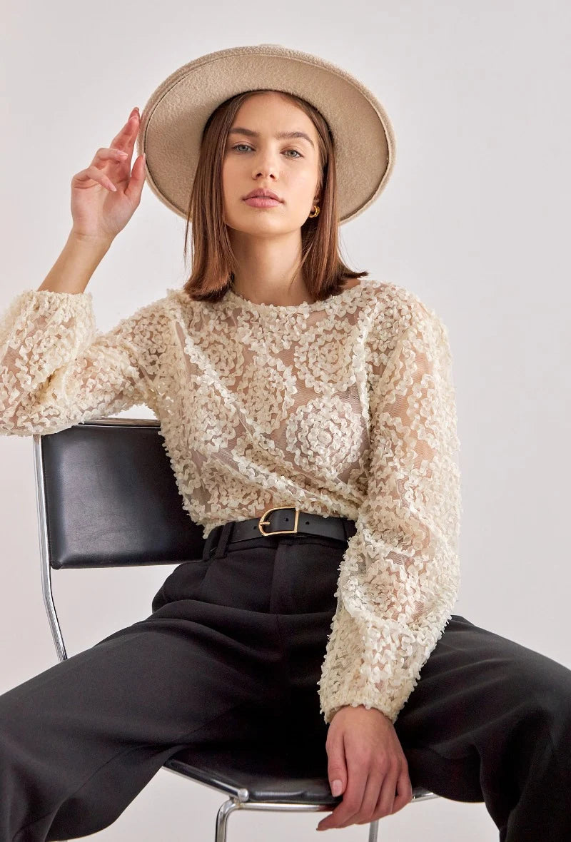 Sommer Top Damen | 3D Blumenapplikation & Festliches Design