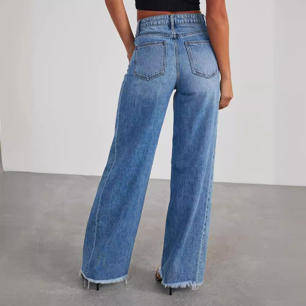Pauline | Vintage Gewaschene Weit Geschnittene Gerade Jeans Damen