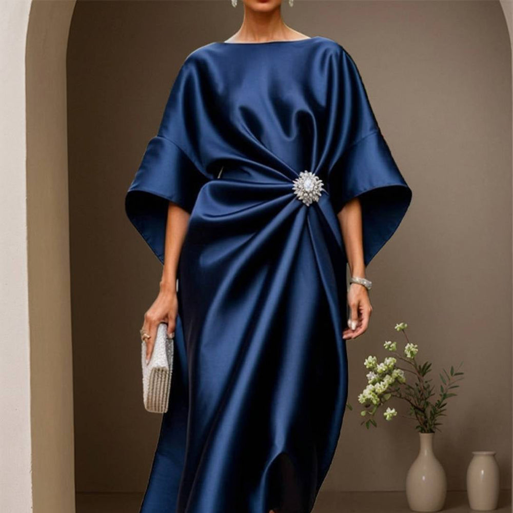 Damen Maxikleid Satin | Lange Ärmel