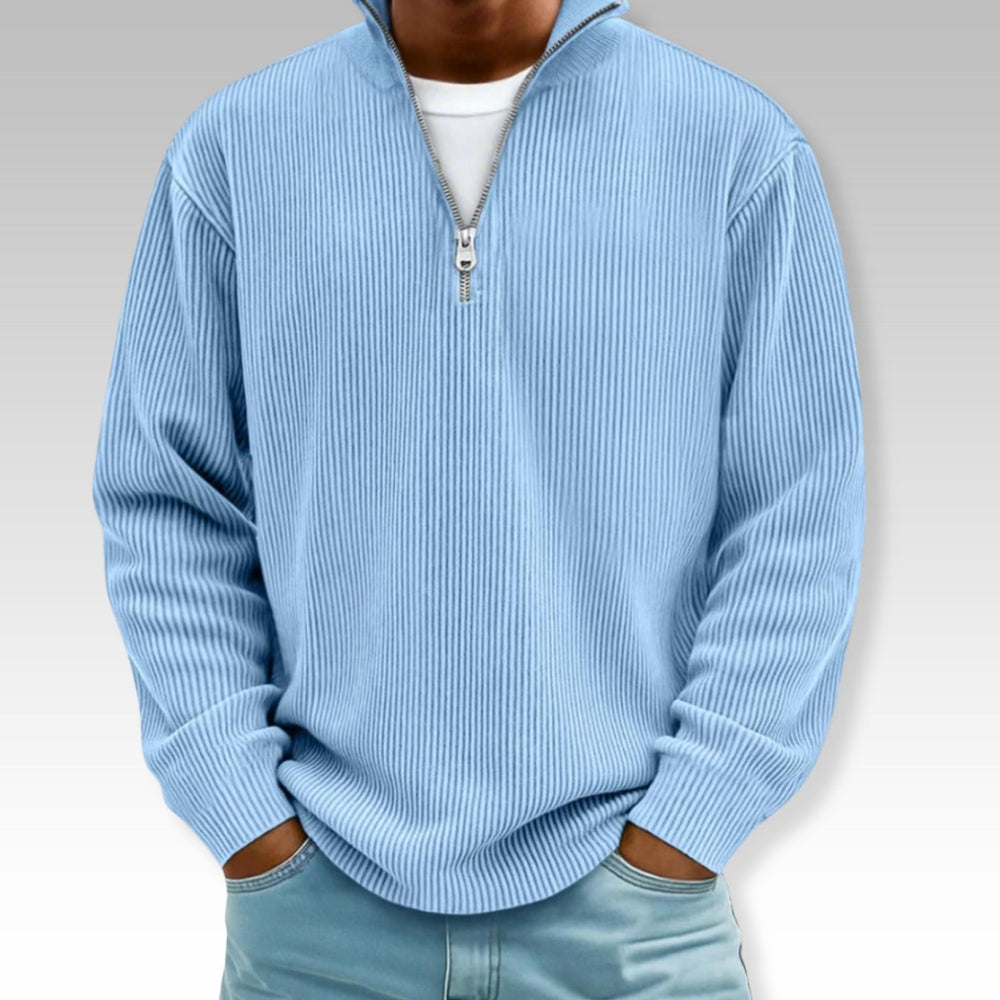 Tom – Relaxed Langarmshirt mit Reißverschlusskragen
