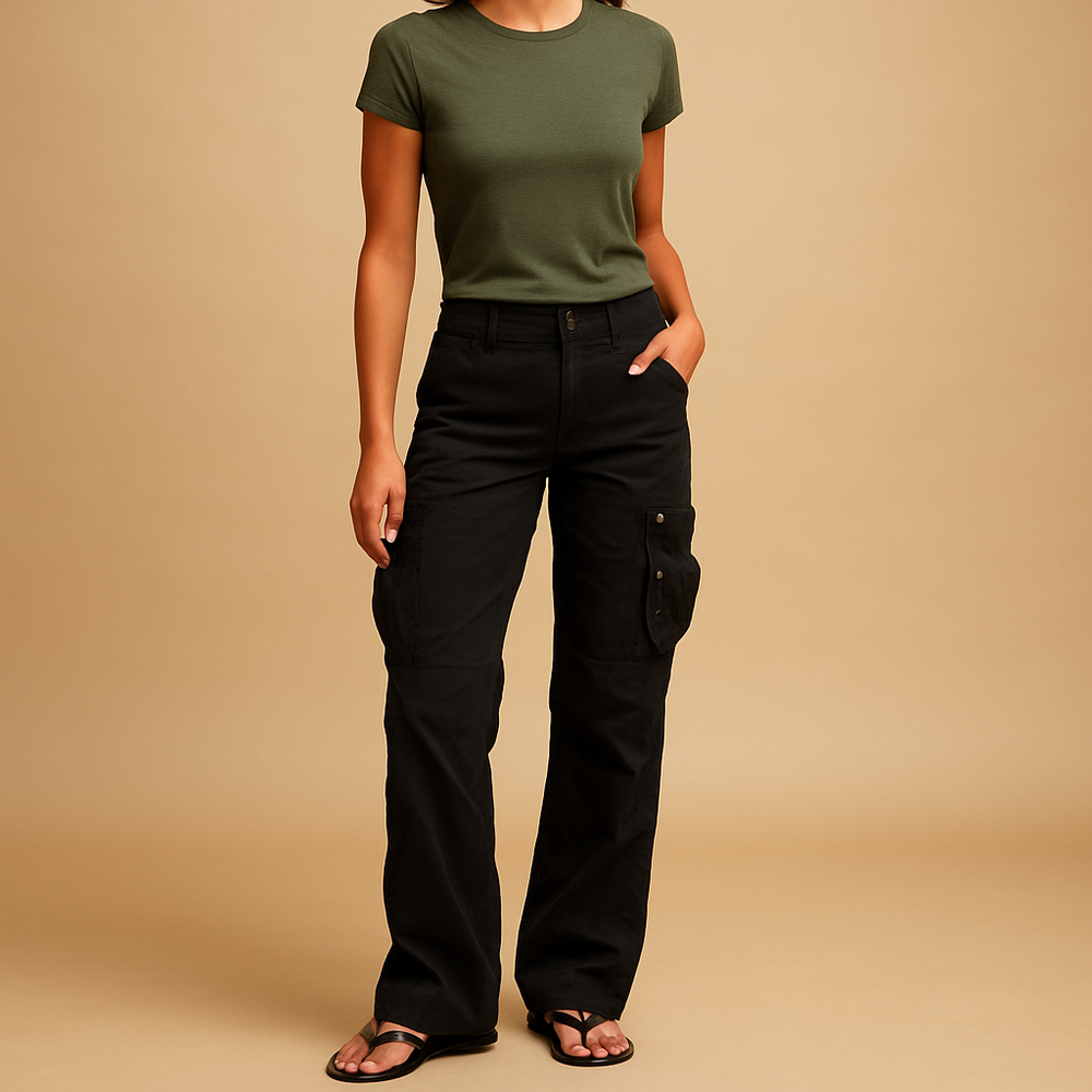 Damen-Cargohose mit hoher Taille