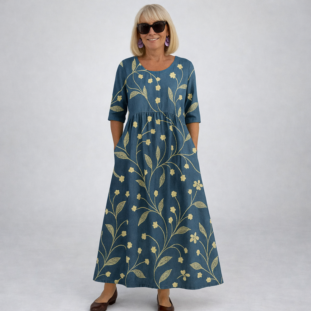 Zunia – Midi-Kleid Mit Blumenmuster Und Taschen