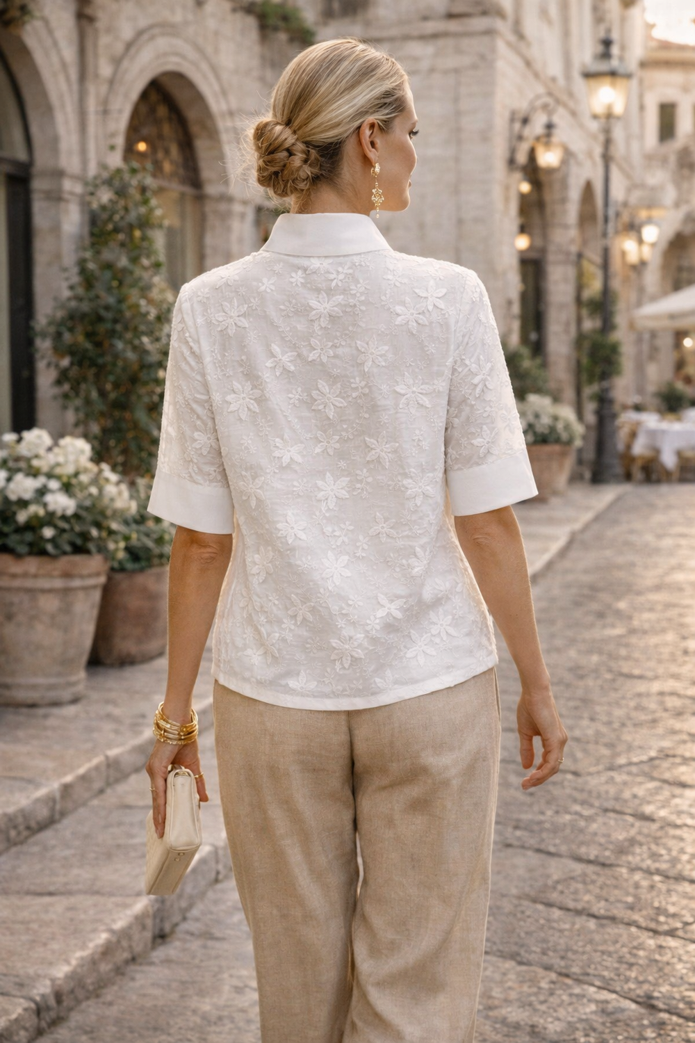 Minulya - Bluse Mit Kurzen Ärmeln Und Blumenmuster