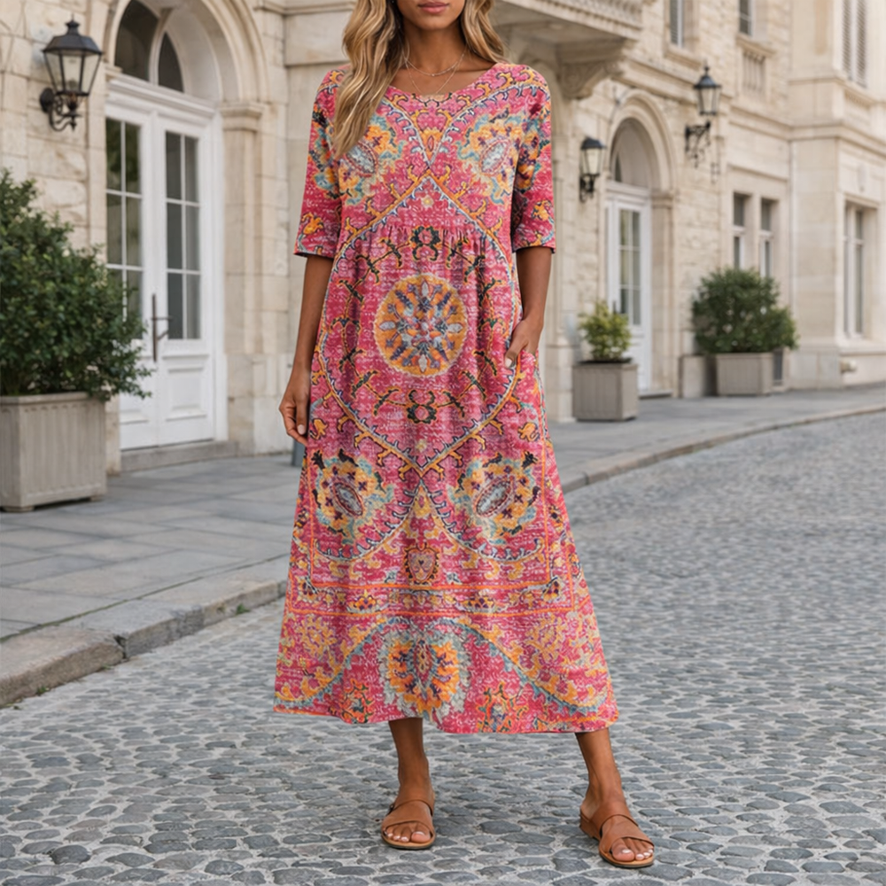 Medeina - Stilvolles Kleid Mit Drucken