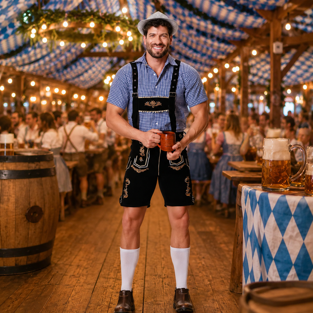 Ludwig | Herren Trachten-Set mit Lederhosen & Karo-Hemd