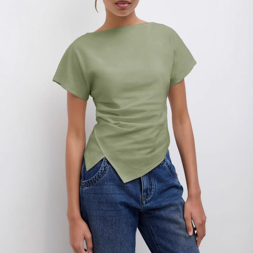 Cropped T Shirt Damen | Asymmetrisch & Drapiert