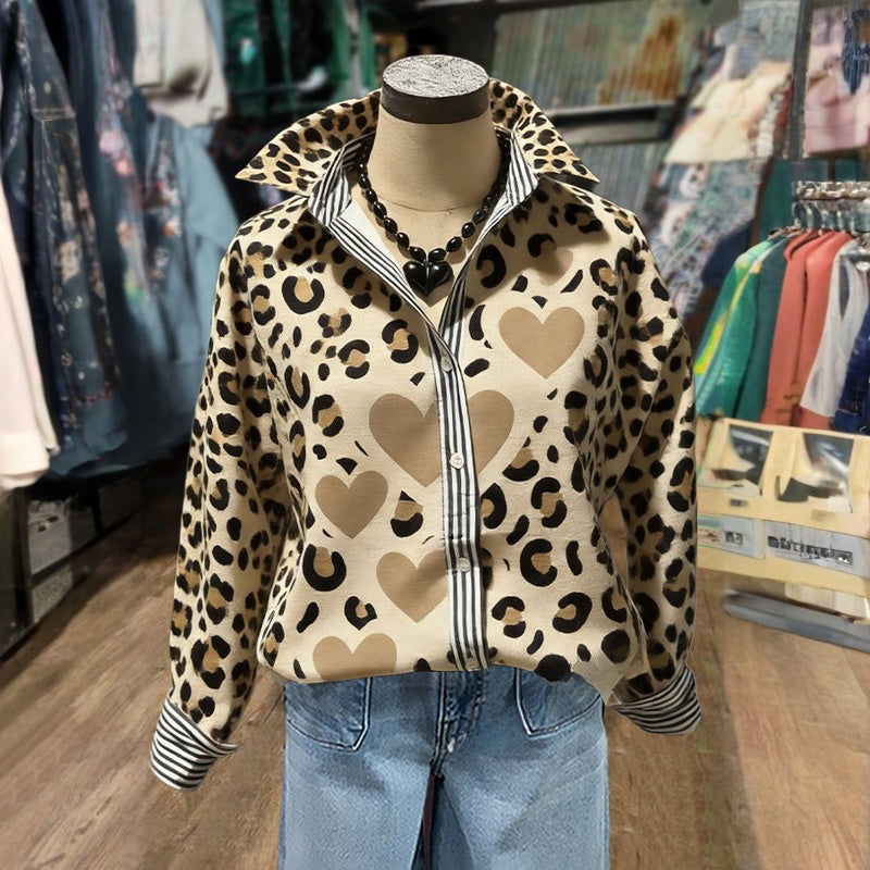 Leonira – Vintage Bluse Mit Leopardenmuster