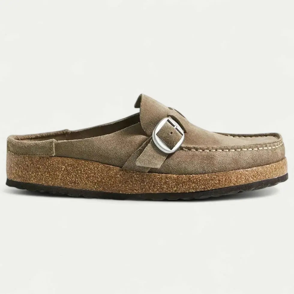 Damen Clogs | Premium Veloursleder & Ergonomische Kork-Laufsohle