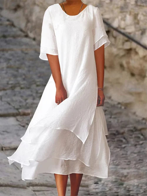 Midikleid Damen | Doppellagiger Saum & Leichter Sommerlicher Schnitt