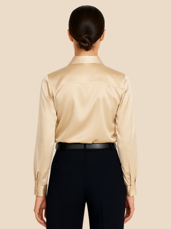 Damenbluse | Klassischer Hemdkragen & eleganter Fall