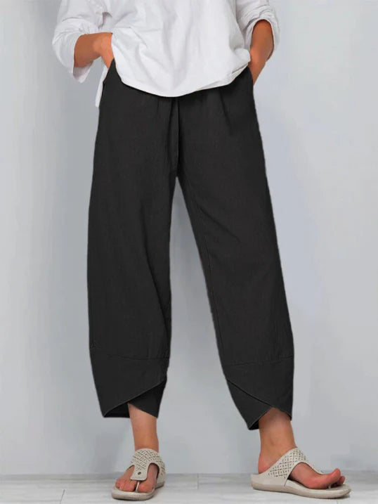 Damenhosen | Lässige Culotte mit Asymmetrischem Saum & Kordelzug