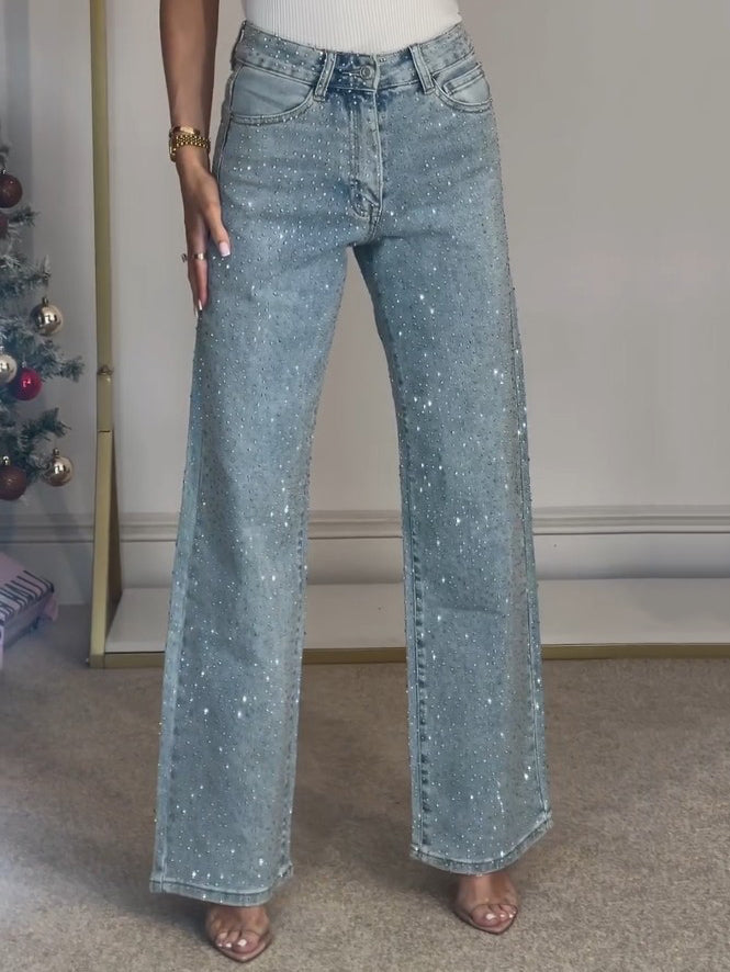 Damenjeans Denim | Glitzer-Details & figurstreckender Schlag