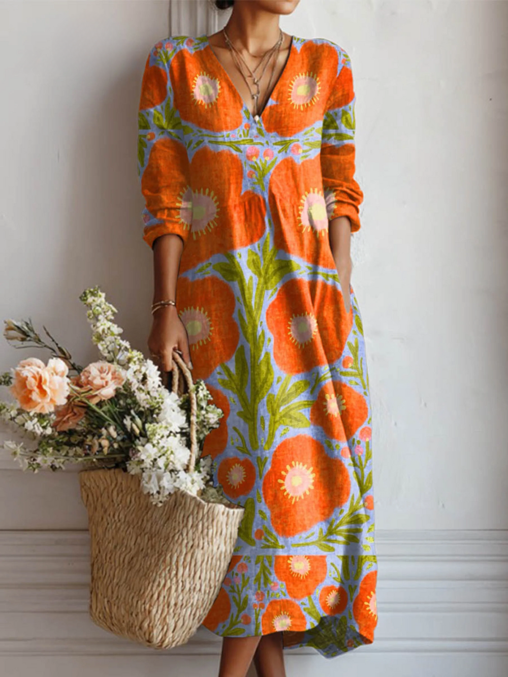 Amelia - Maxikleid mit V-Ausschnitt