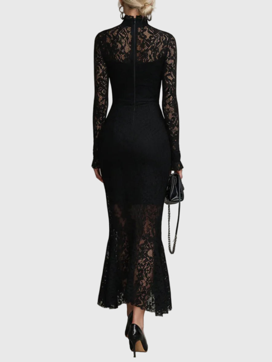 Nadine | Damen Spitzen Fischschwanz Maxikleid – Spitze Mermaid Maxi Elegant 2026