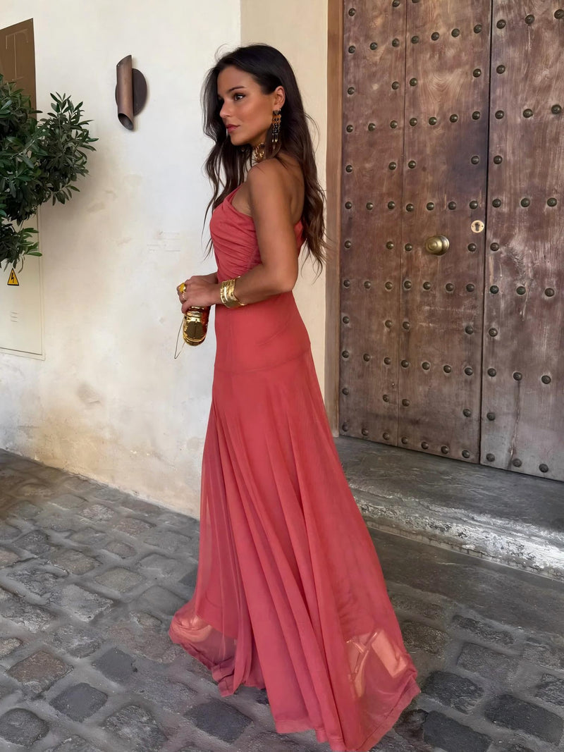 Dainia – Ein-Schulter-Maxikleid Aus Netz