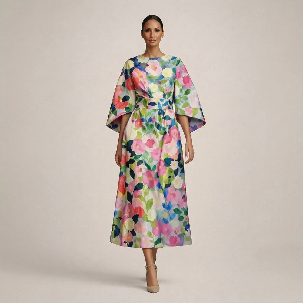 Evarin - Florales Soft-Touch-Midi-Kleid