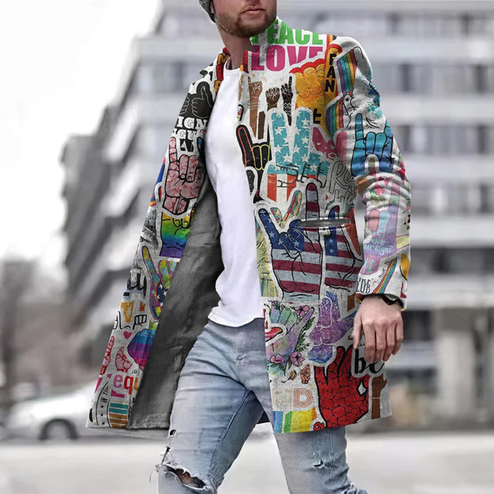 Grafikmantel Herren | Langer Mantel | Urbaner Style mit Charakter