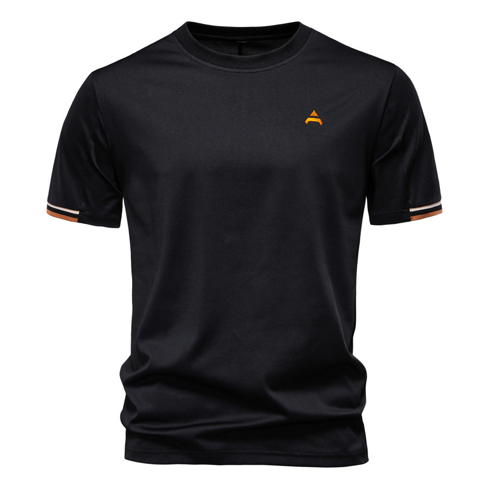 Kurzarm T Shirt Herren | Sportliches Crew-Neck mit Logo-Stickerei