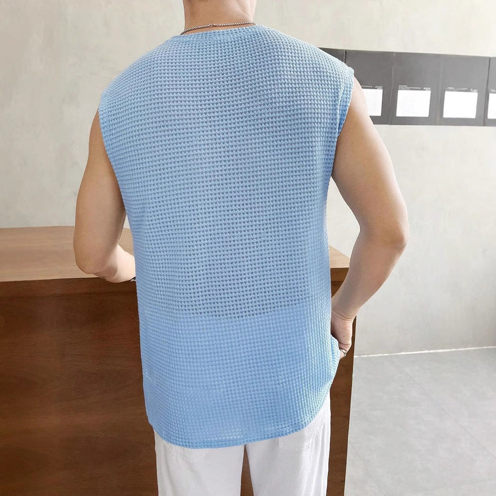 T Shirt Herren | Ärmelloses Struktur-Tanktop für Sommer & Freizeit