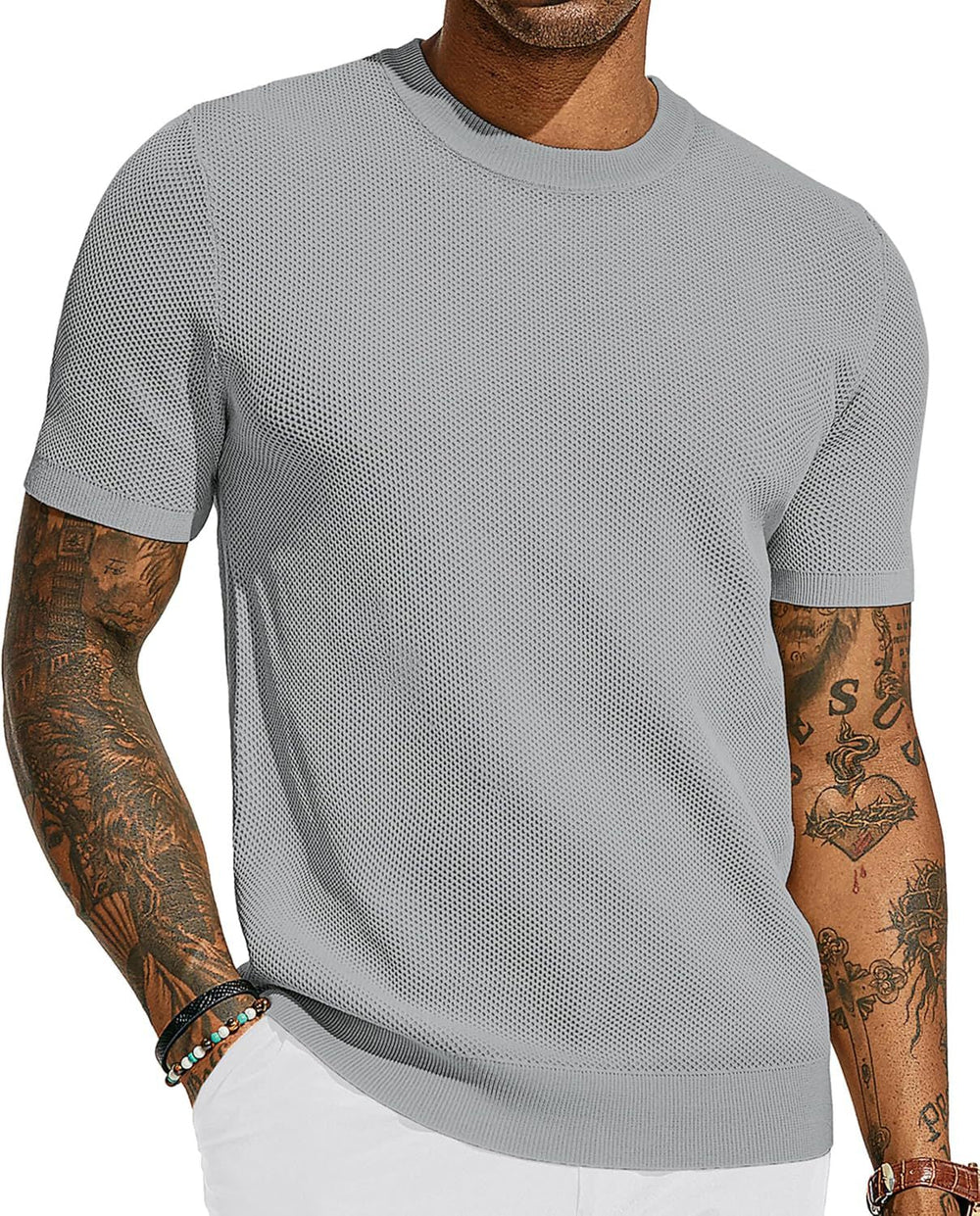 T Shirt Herren | Atmungsaktives Strick-Mesh für Sommer & Style