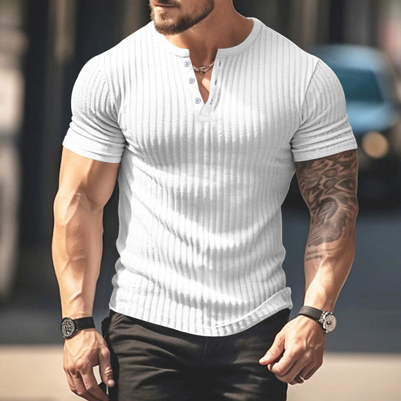 Henley Shirt Herren | Slim-Fit Ripp-Struktur für Sport & Alltag