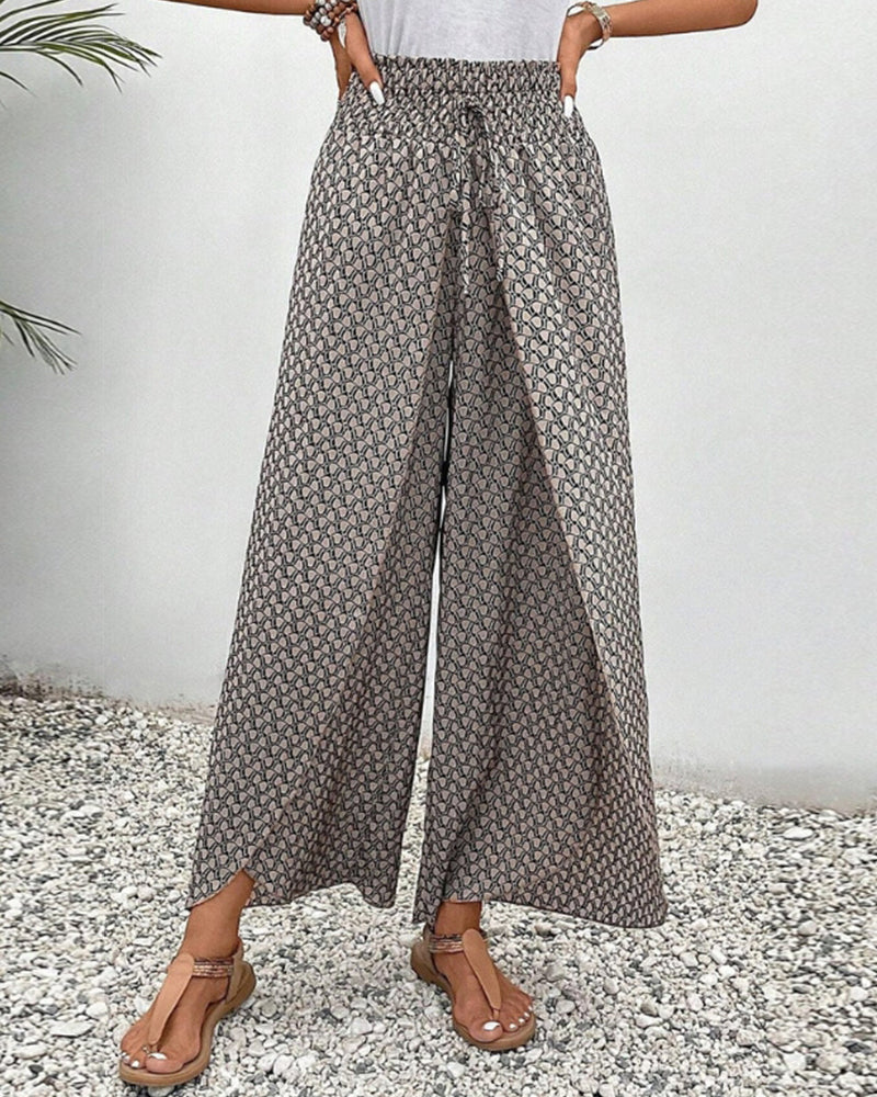 Hose mit weitem Bein Damen | Gemustert & Fließend
