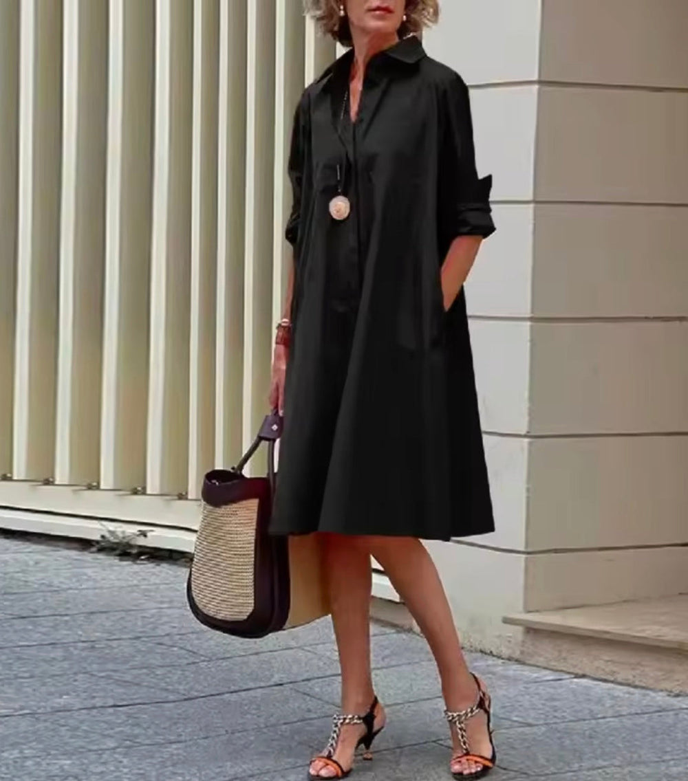 Kahleah – Elegantes Hemdkleid Mit Taschen