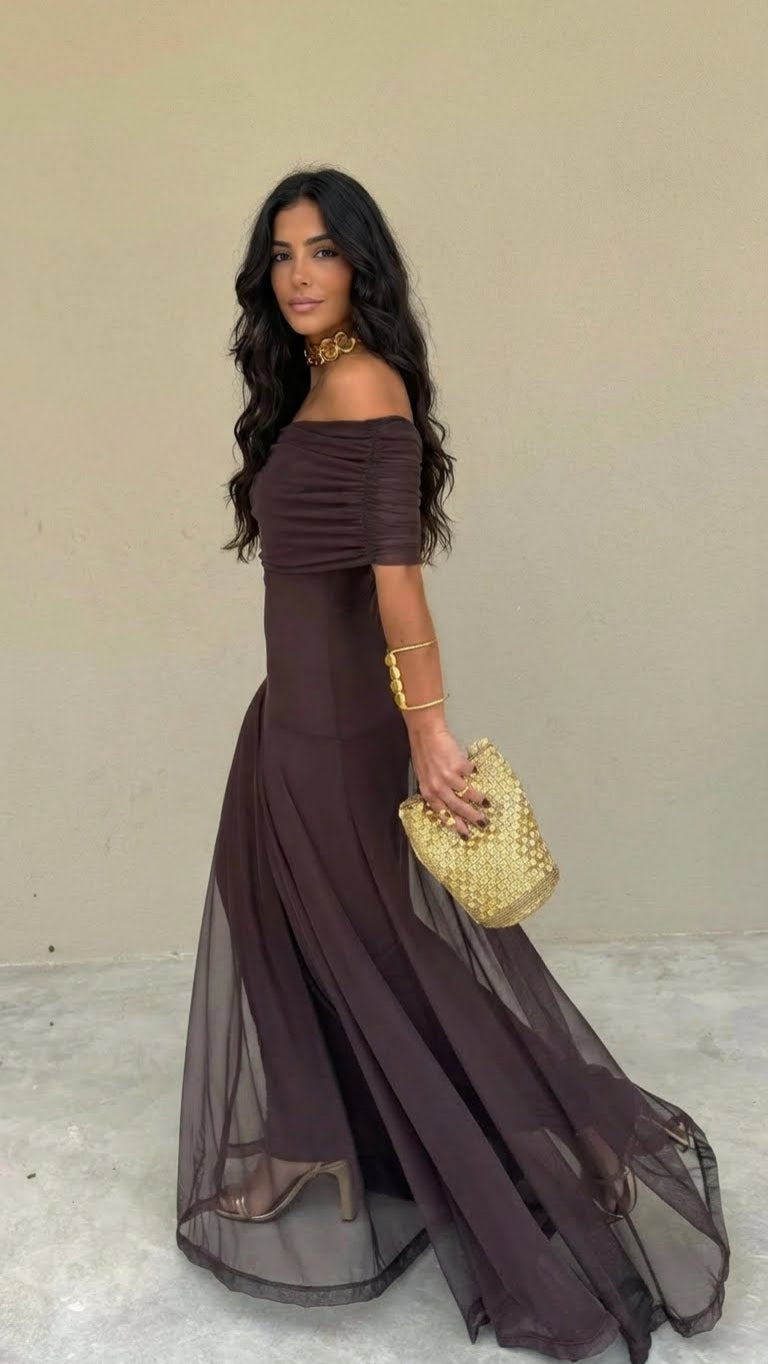 Zailyre - Schulterfreies Soft-Touch-Kleid