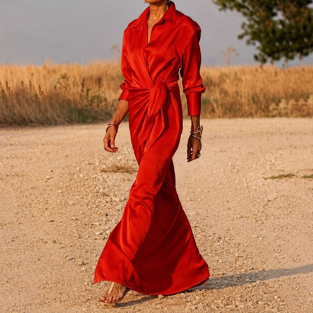 Connie - Maxikleid mit langen Ärmeln und Wickeldesign