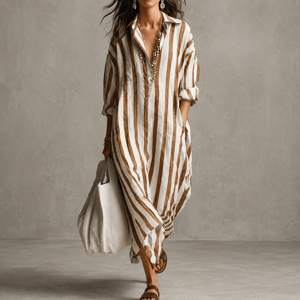 Elysia - Lockeres Langarm-Hemdkleid