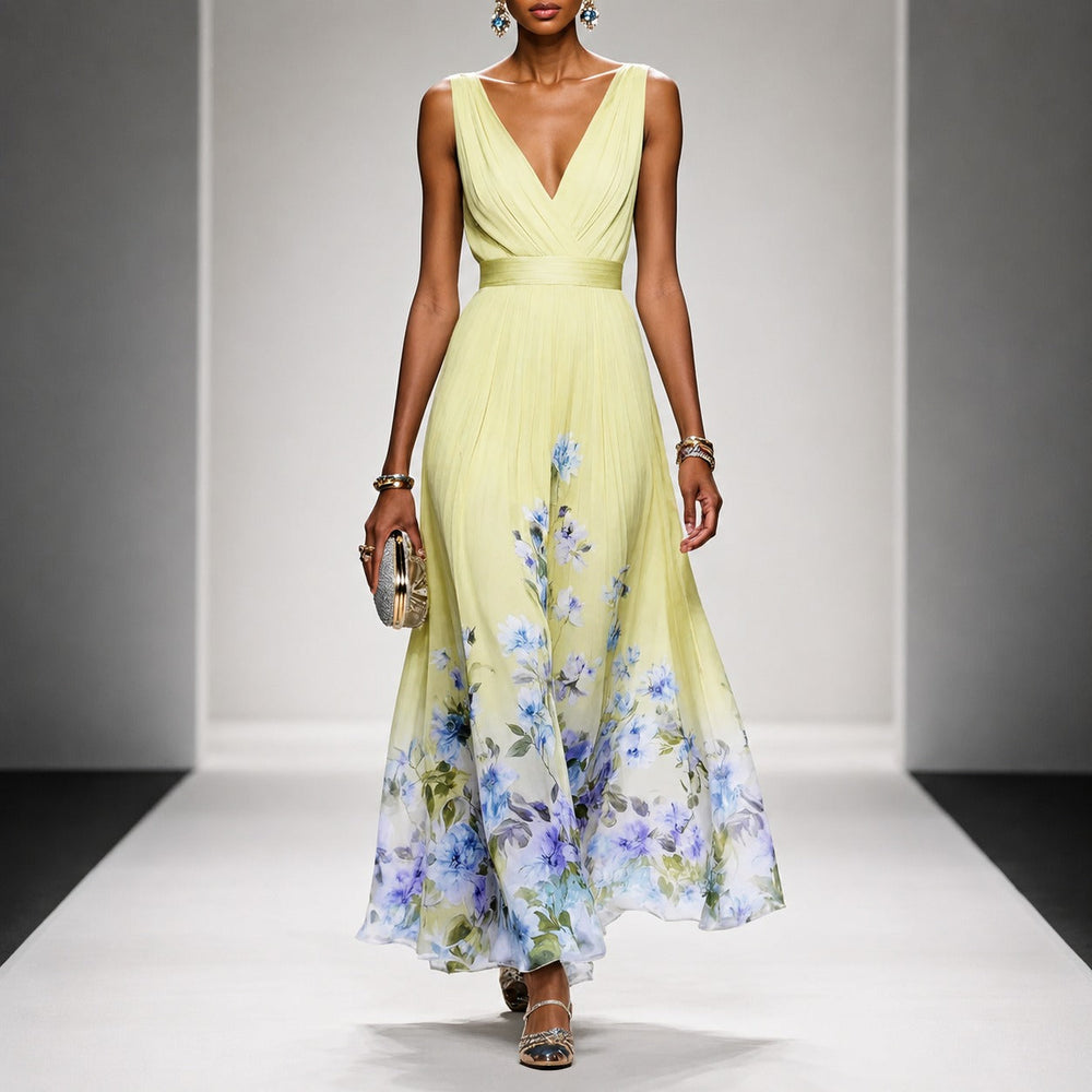 Tanisha - Florales Chiffon-Maxikleid