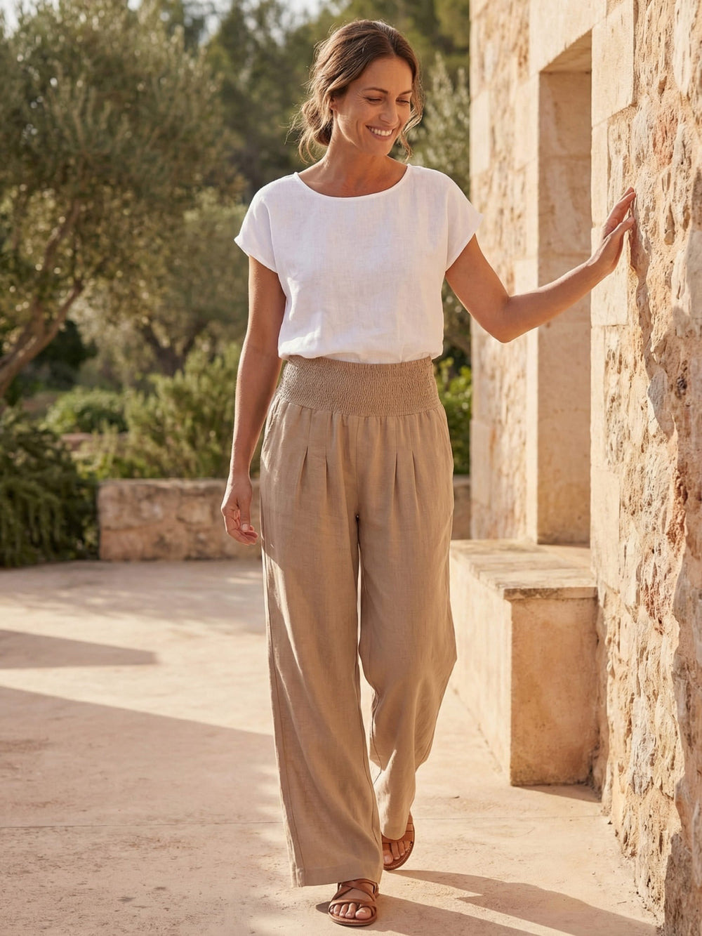 Leinenhose Damen | Weites Bein & Bequemer Hochbund für den Sommer