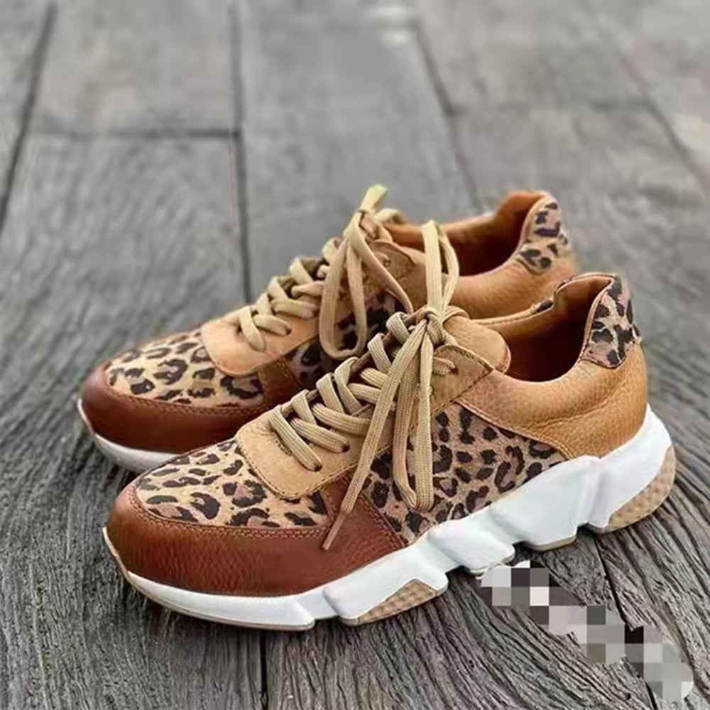 Elisa | Stilvolle Damen-Frühlings-Sneaker mit Leopardenmuster und Schnürung